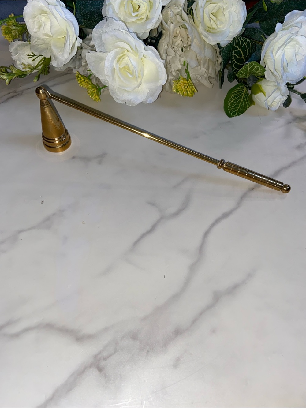 Vintage Brass Candle Snuffer with Long Handle - Classic Home Bath Accessory